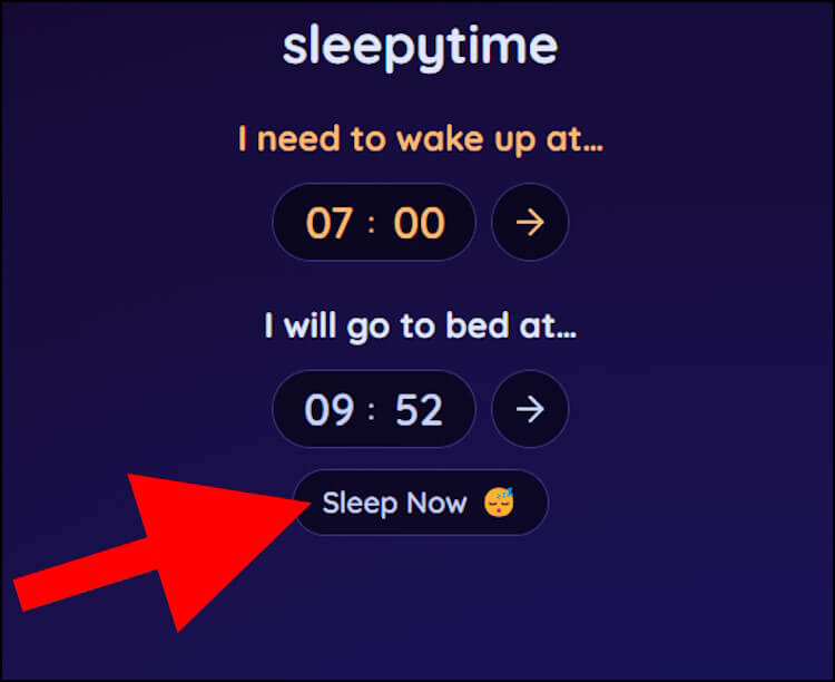 לחצו באתר Sleeptime על Sleep Now כדי לבדוק באיזו שעה הכי כדאי לכם להתעורר