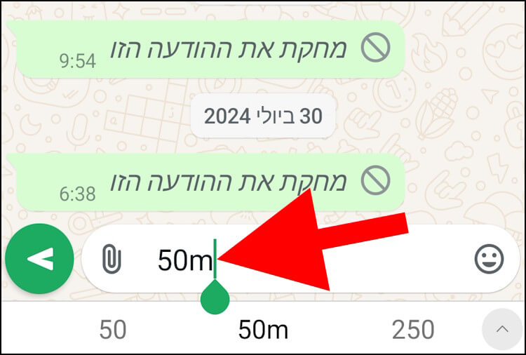 הקלידו בשורת ההודעה בוואטסאפ את יחידות המידה שתרצו להמיר