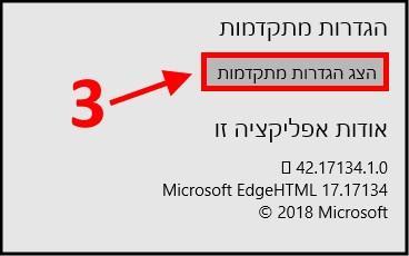 הצג הגדרות מתקדמות בדפדפן מיקרוסופט אדג'