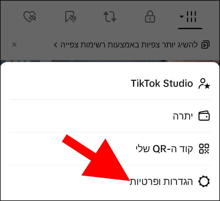 הגדרות ופרטיות בטיקטוק