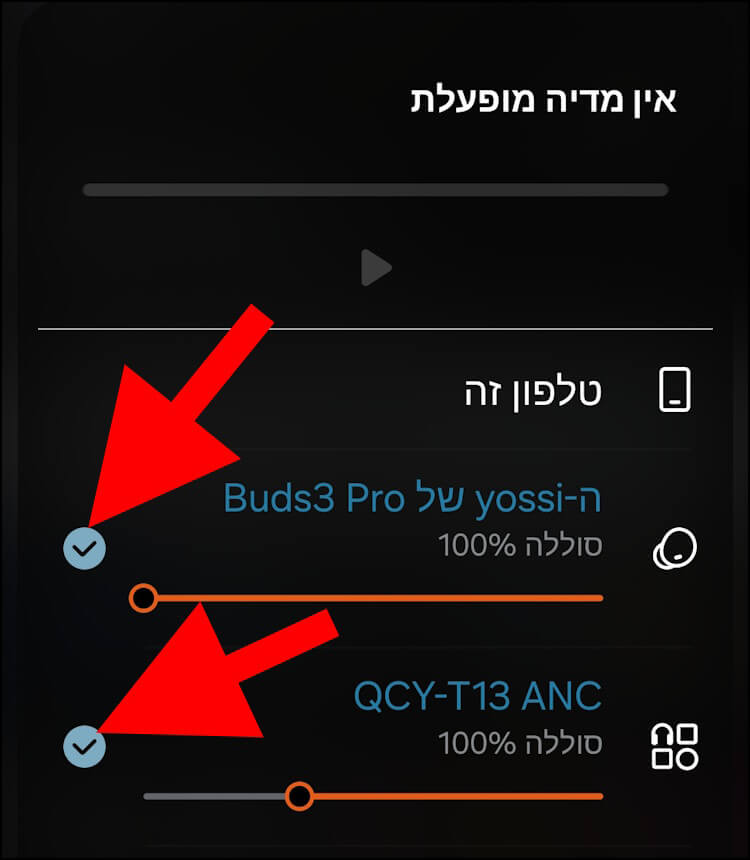 בחרו בגלקסי את האוזניות שאתם מעוניינים להזרים אליהם אודיו במקביל