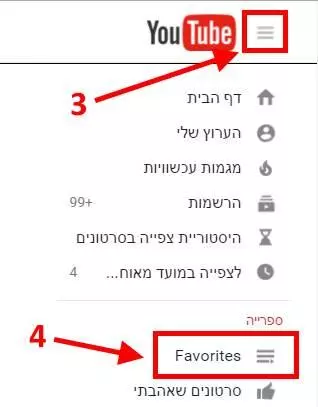 צפייה בסרטונים המועדפים שלי ביוטיוב