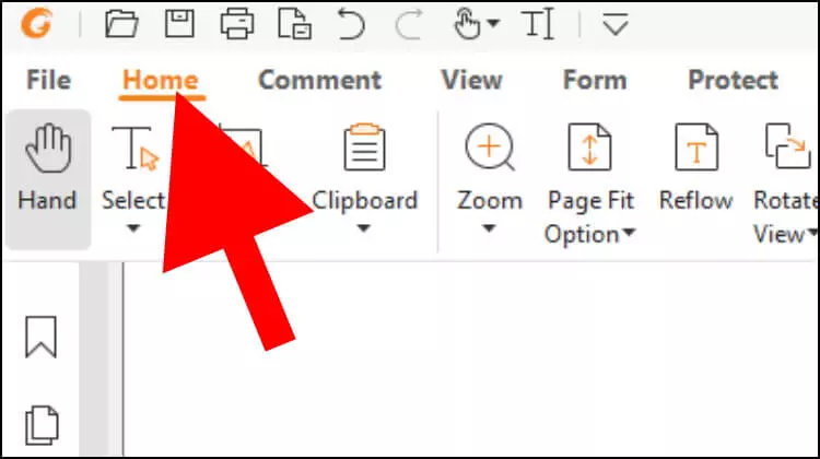 בתוכנה Foxit לחצו על Home כדי להציג את כל האפשרויות שהיא מציעה