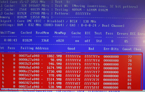 התוכנה Memtest מצאה שגיאות בזיכרונות המחשב