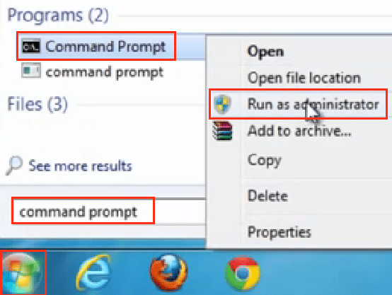 הפעלת שורת הפקודות command prompt כמנהל