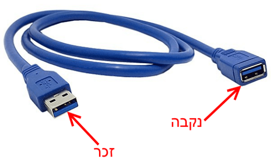 כבל USB Type A זכר לנקבה