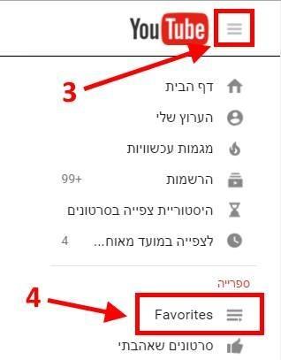 צפייה בסרטונים המועדפים שלי ביוטיוב