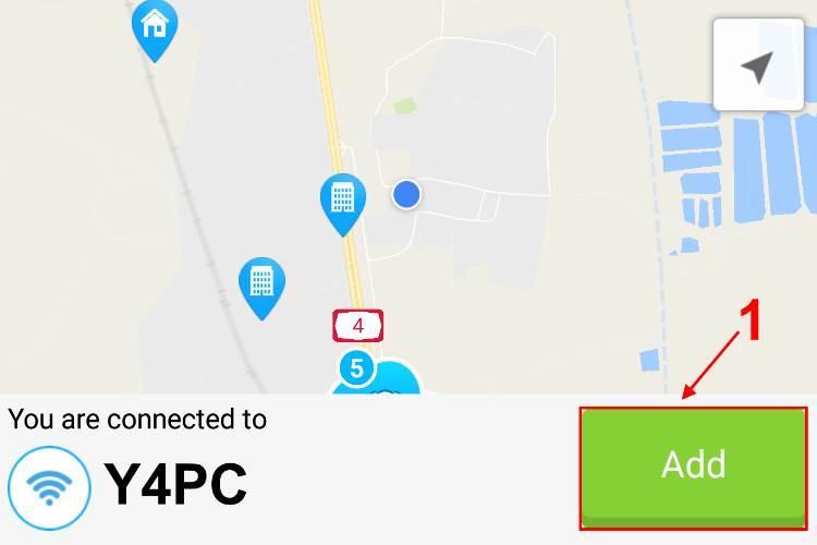 לחצן Add באפליקציה WiFi Map