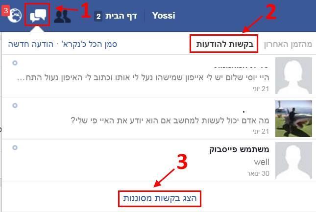 תיבת הודעות נסתרת בפייסבוק