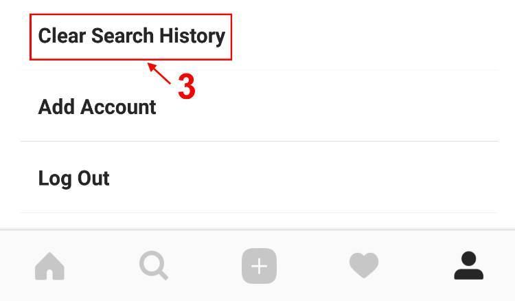מחיקת היסטוריית חיפושים באינסטגרם