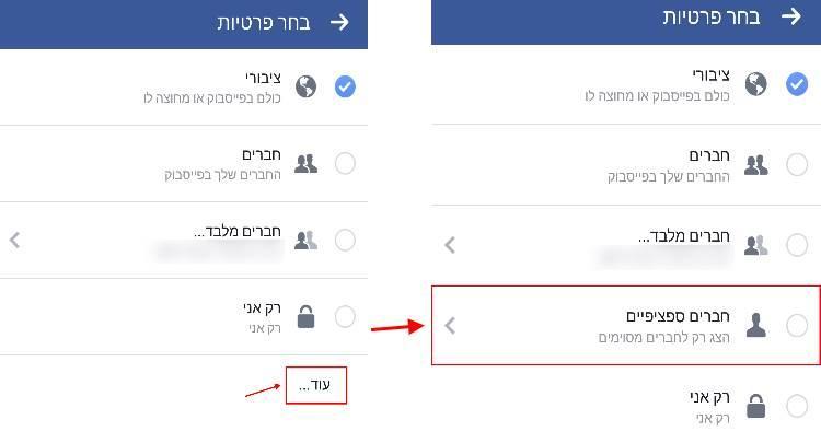 פרסום פוסט לחברים ספציפיים