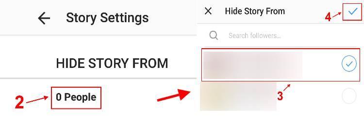בחרו משתמשים שמהם אתם רוצים להסתיר את ה- Story שלכם