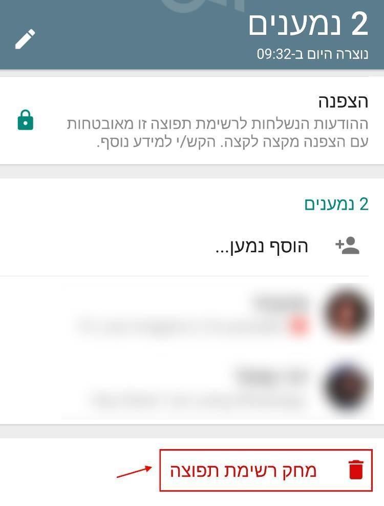 מחיקת רשימת תפוצה