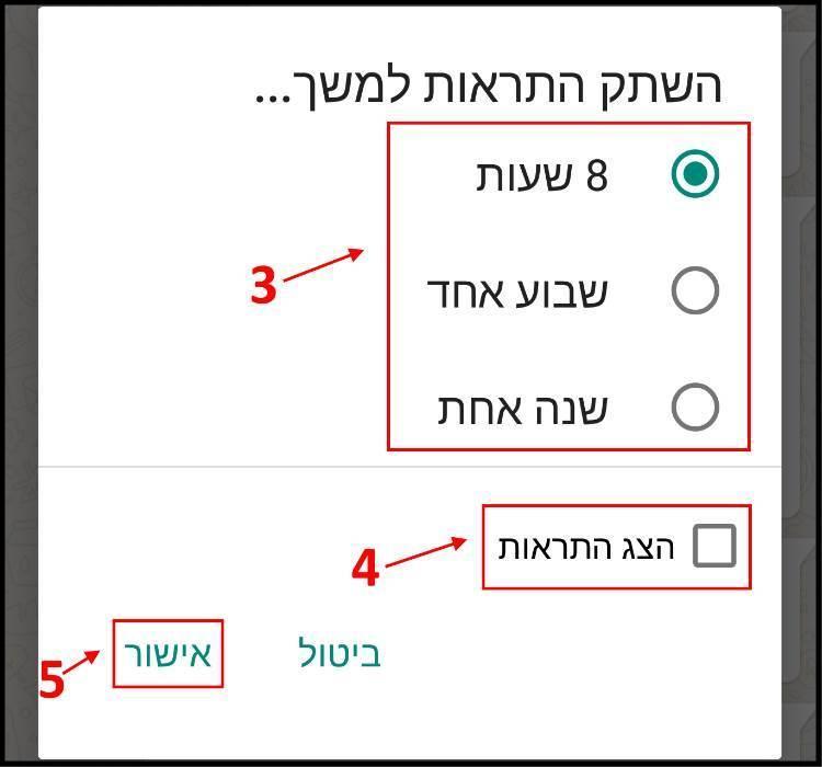 השתקת התראות ב- Whatsapp