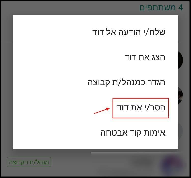 הסרת איש קשר מהקבוצה