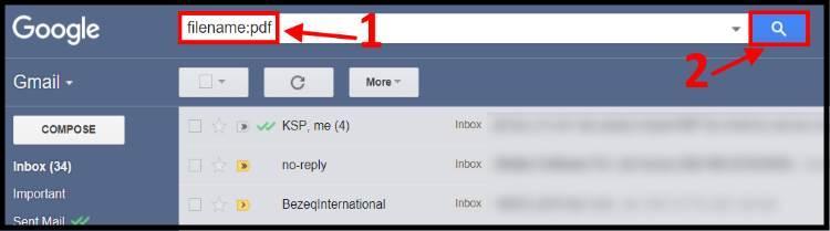 חיפוש קבצים ב- Gmail
