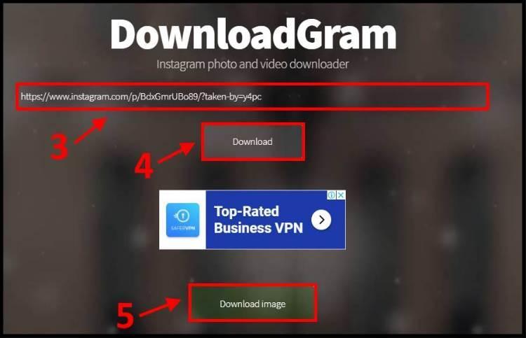 הורדת תמונה מהאינסטגרם באמצעות האתר DownloadGram