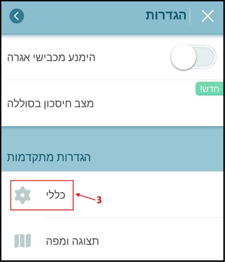 הקליקו על האפשרות כללי