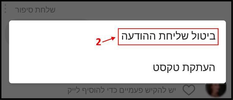 ביטול שליחת הודעה באינסטגרם