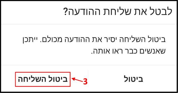 אישור ביטול השליחה באינסטגרם