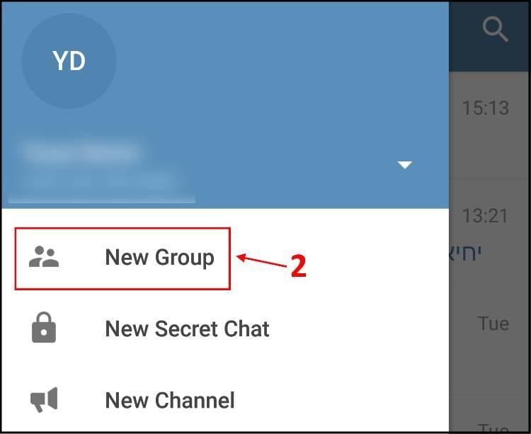 פתיחת קבוצה חדשה בטלגרם