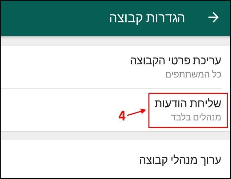 הגדרות שליחת הודעות בקבוצת Whatsapp