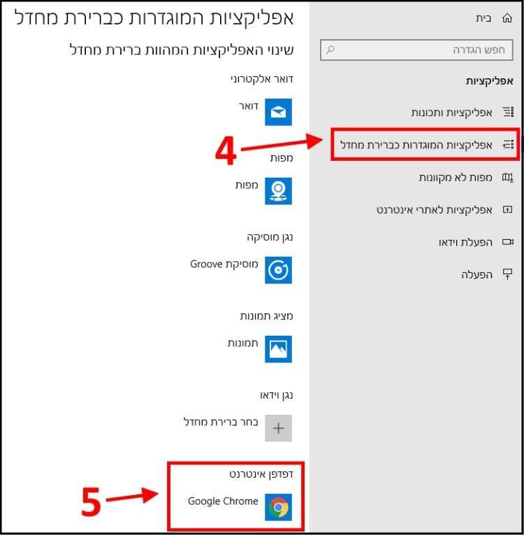 אפליקציות המוגדרות כברירת מחדל Windows 10