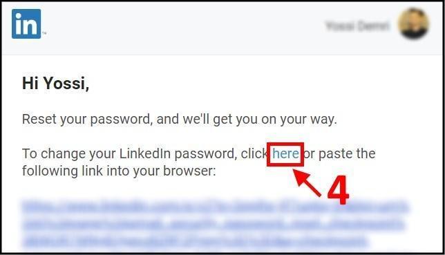 קישור לשחזור סיסמה לחשבון לינקדין