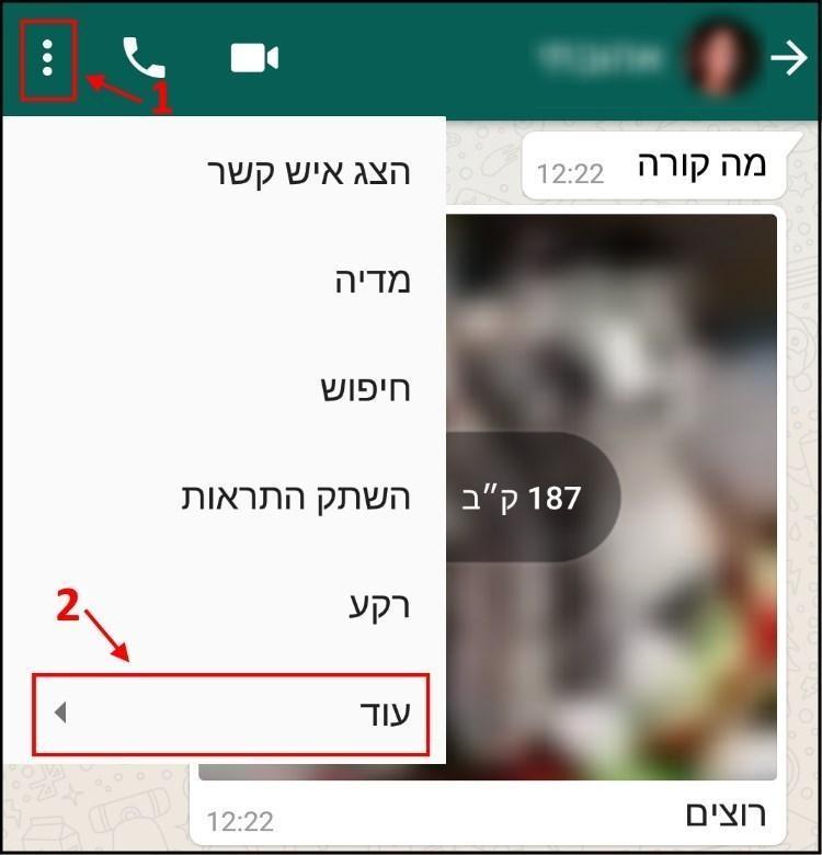 תפריט צ'אט Whatsapp