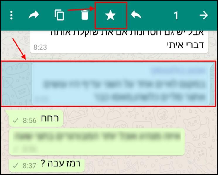 סימון הודעה בכוכב בוואטסאפ