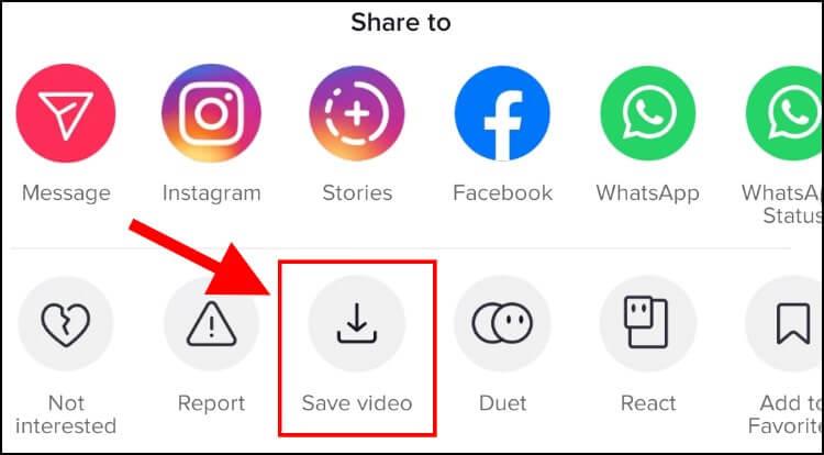 לחצו על Save video לשמירת הסרטון מטיקטוק בסמארטפון