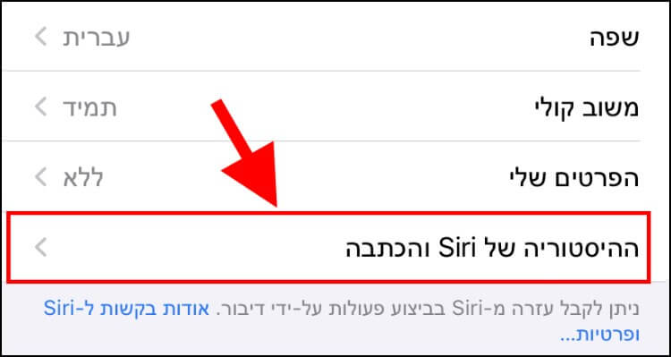 הגדרות היסטוריה של סירי והכתבה