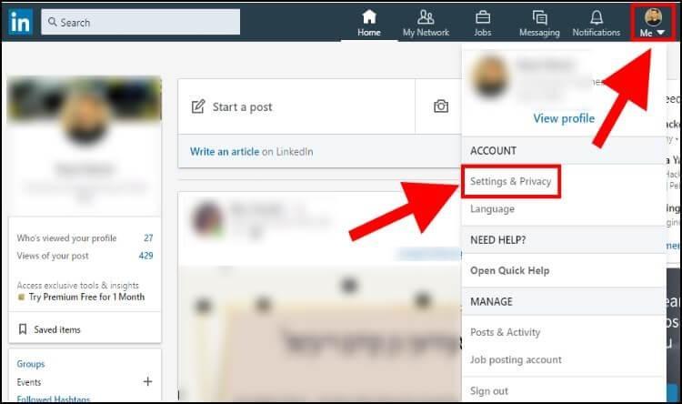 הגדרות כלליות והגדרות פרטיות בלינקדאין