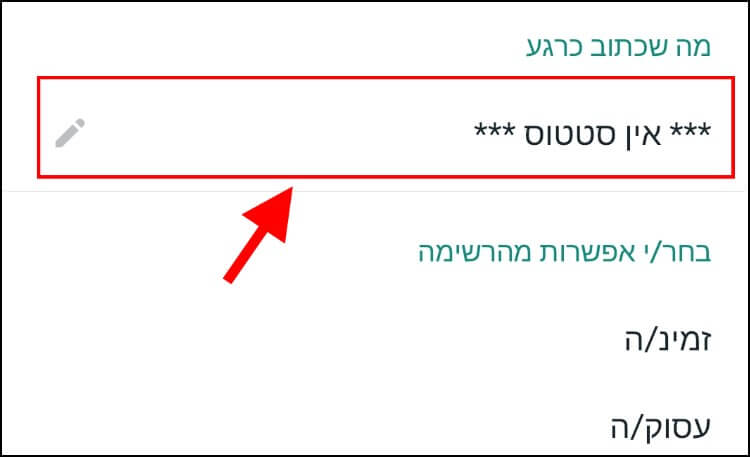 עדכון סטטוס בוואטסאפ