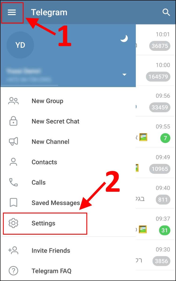 הגדרות טלגרם