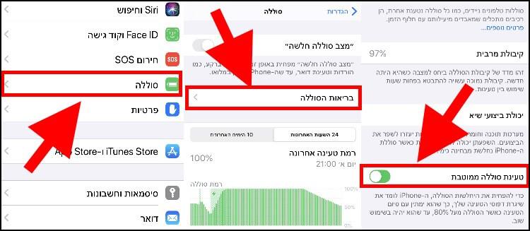 הפעלת האפשרות טעינת סוללה ממוטבת