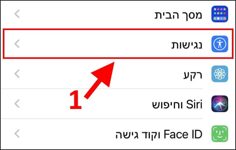 הגדרות נגישות אייפון