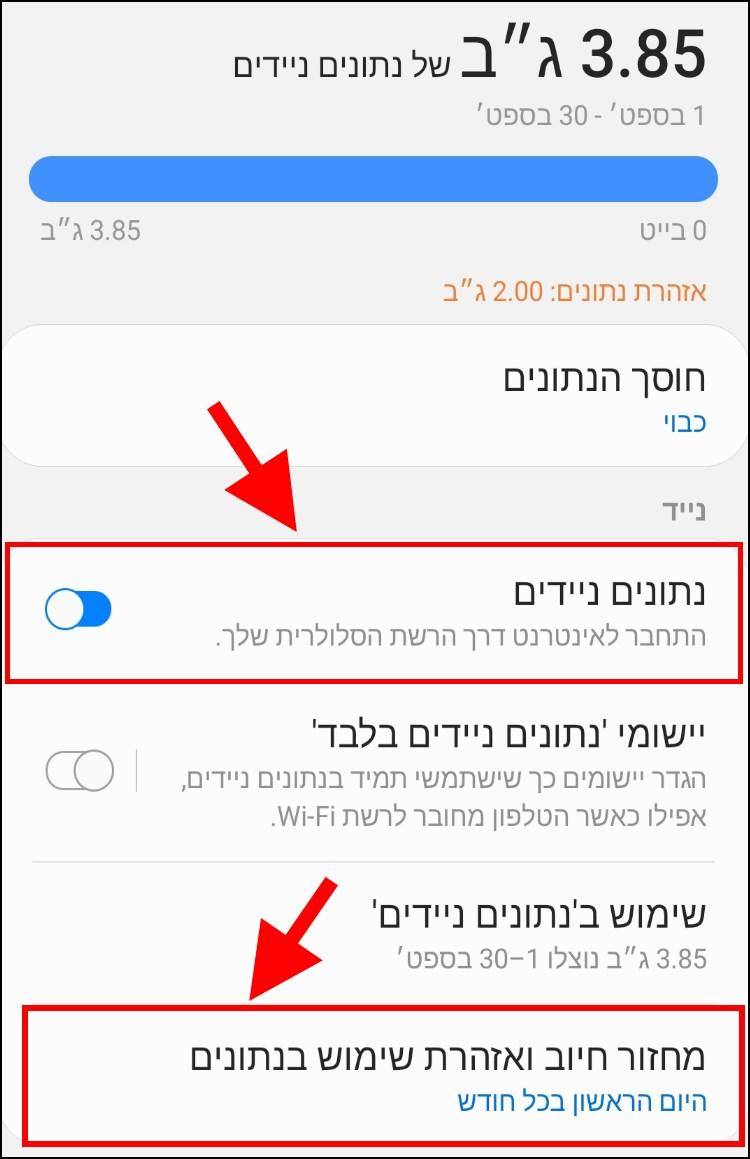 מחזור שימוש ואזהרת שימוש בנתונים באנדרואיד