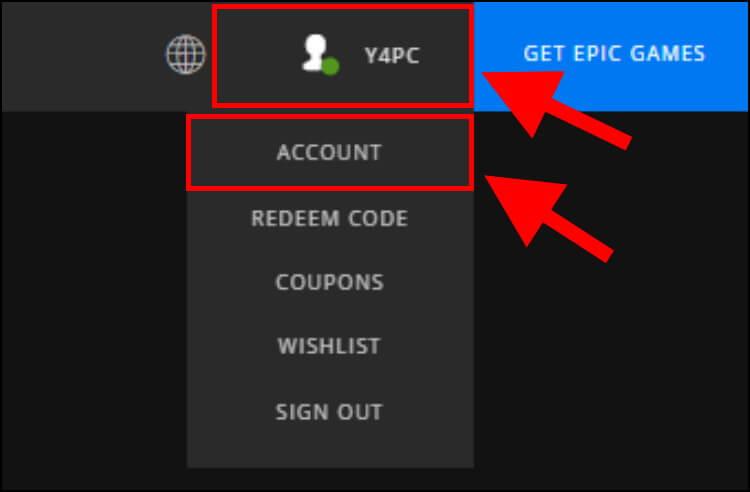 הגדרות חשבון באתר של Epic Games