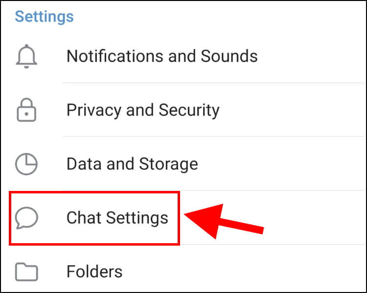 הגדרות צ'אט בטלגרם באנדרואיד