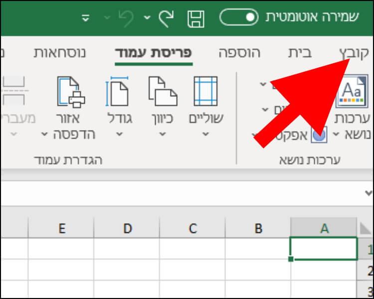 הגדרות אקסל Excel