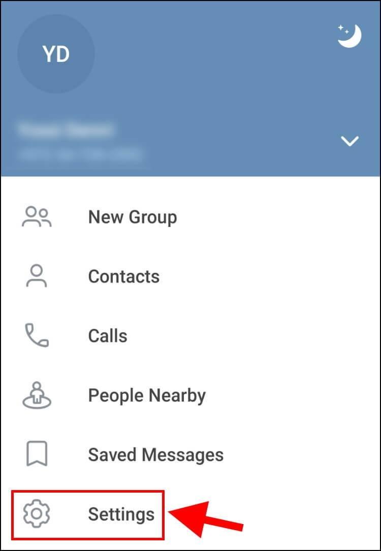 הגדרות Settings טלגרם