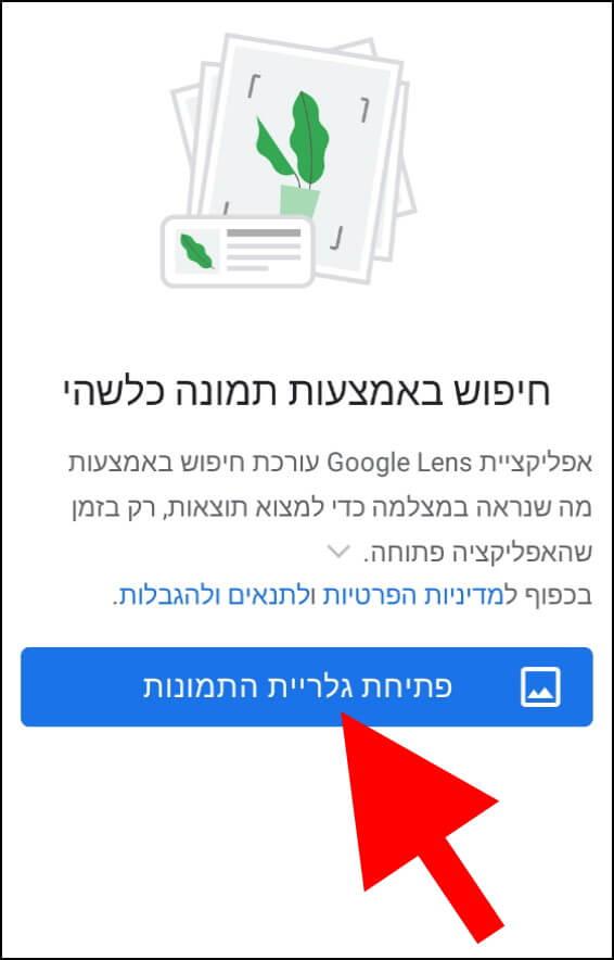 לחצו על פתיחת גלריית התמונות כדי לראות את כל התמונות השמורות בסמארטפון שלכם