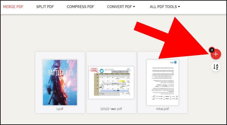 הוספת קבצי PDF נוספים למיזוג