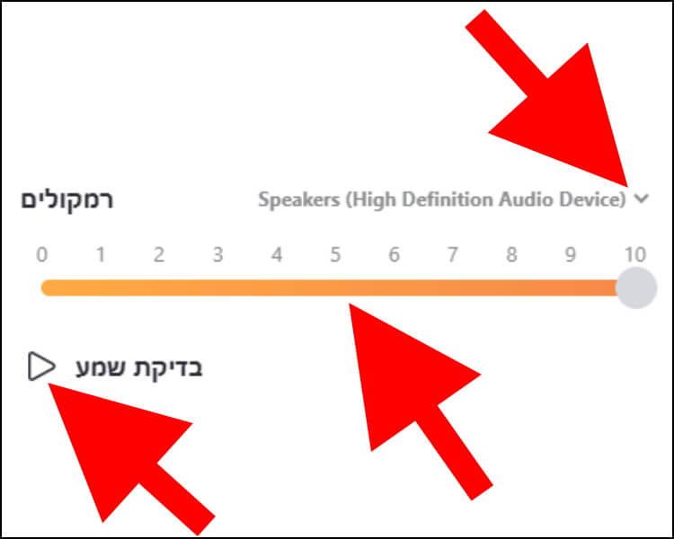 הגדרה ובדיקת תקינות לרמקולים בסקייפ