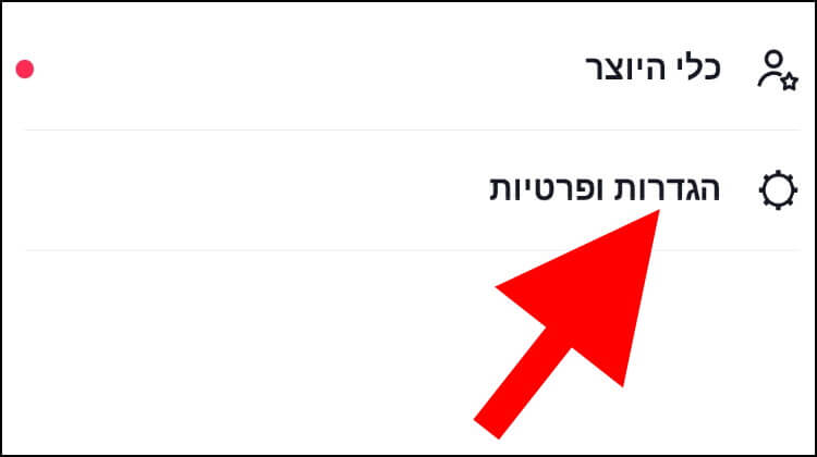 הגדרות ופרטיות בטיקטוק