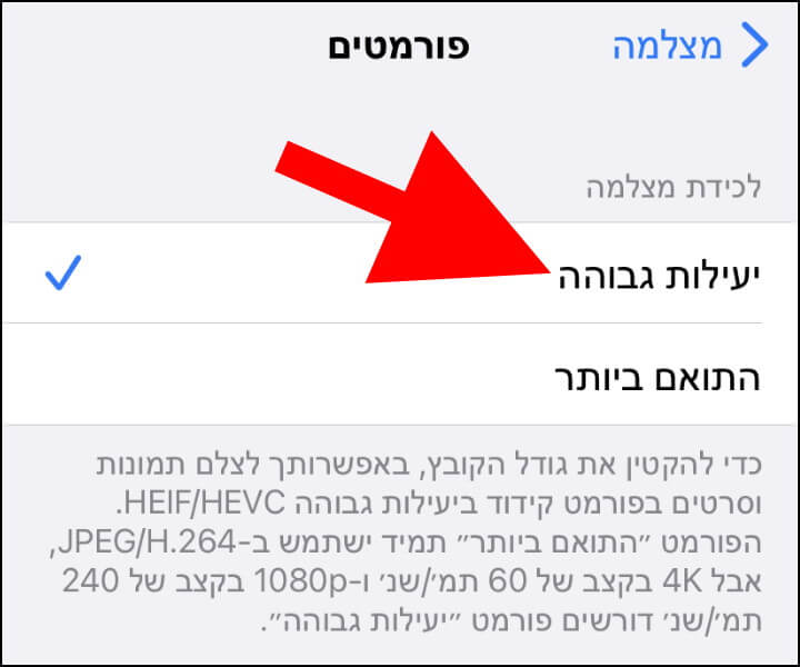 יעילות גבוהה בהגדרות פורמטים באייפון