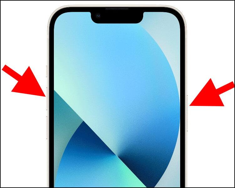 כיבוי אייפון 13 באמצעות כפתור הצד וכפתור הגברת השמע של המכשיר