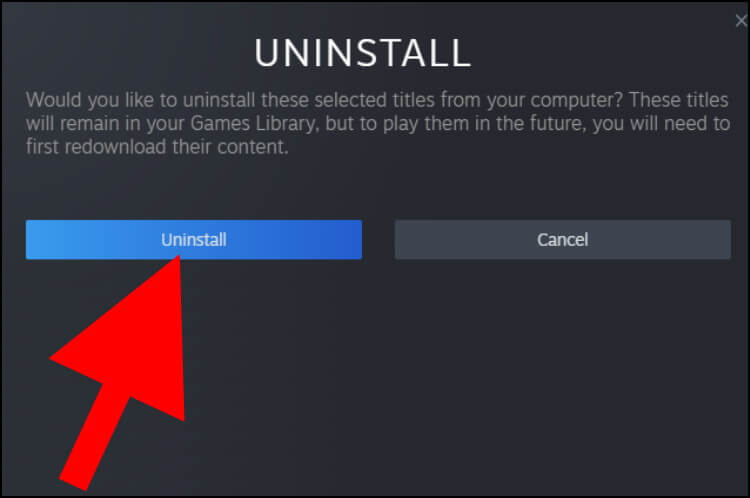 לחצו על Uninstall כדי לאשר את הסרת המשחקים