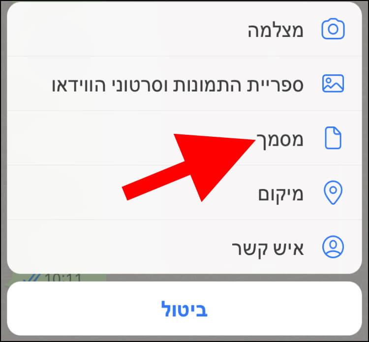 באייפון, לחצו על מסמך